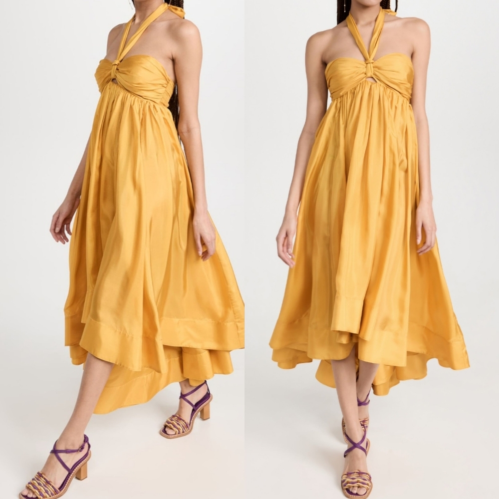NWT Zimmermann Devi Halter Maxi Dress Gold Yellow 4/12